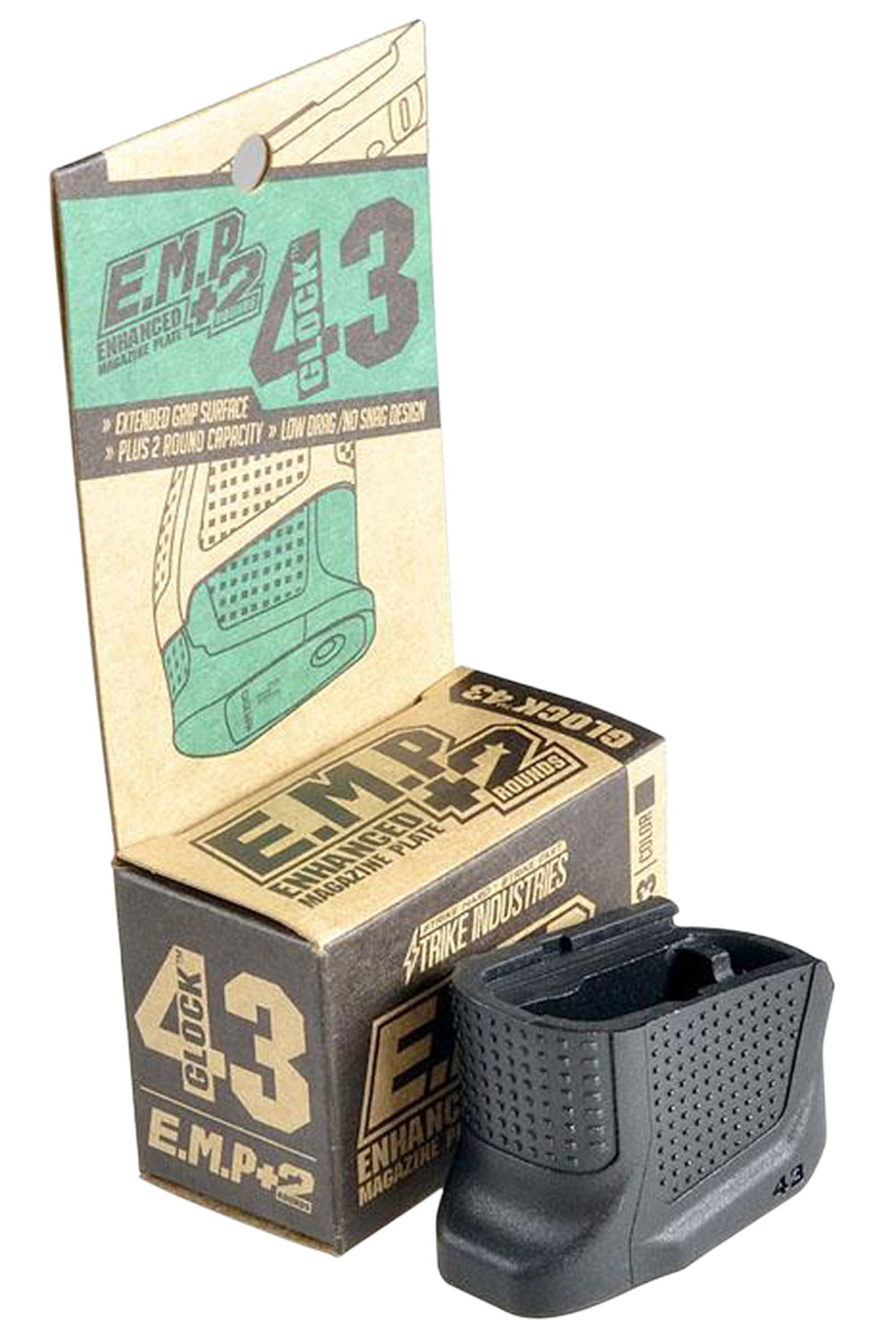 Strike Industries EMPG43B Enhanced Magazine Plate made of Polymer with Black Finish & Extra Gripping Surface for Glock 43 Magazines (Adds 2rds) 1 Strike Industries EMPG43B Enhanced Magazine Plate made of Polymer with Black Finish & Extra Gripping Surface for Glock 43 Magazines (Adds 2rds)
